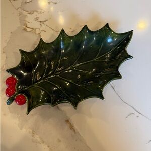 Vintage Christmas holly dish